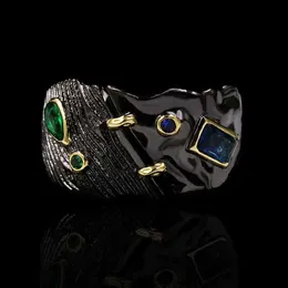Anelli di fascia Erologi a zircone verde di alta qualità Orecchini fai -da -te in stile retrico in pietra nera in pietra netro per le donne gioielli per feste di matrimonio H240425