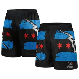 Men's Shorts Chalk Line Black CM Punk Flag Retro Summer 2024 Fashion Children Short Pant Oversized Men Bottom