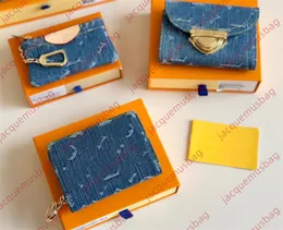 Дизайнерские джинсовые кошельки Women Remix серия Zippy Zipper Coil Coild Key Wallet Compes Money Bag Ladies Высококачественные сетки с нулевой держателем кредитной карты пакет