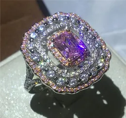 choucong bohemia stil par engagemang bröllop band ring rosa diamant cz vita guldfyllda ringar för kvinnor män smycken5167702