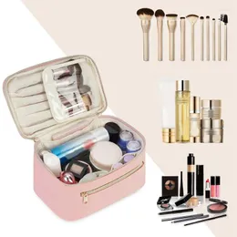 أكياس مستحضرات التجميل ASDS-Makeup Bag Travel Make Up Organizer Brush Case for Women in Eco Vegan Leather