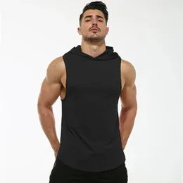 MRMT Marka Pamuk Erkek Tişörtlü Kapşonlu Erkek Erkekler İçin Kolsuz T-Shirt Fitness Hoody T-Shirt Kavisli Hem Yelek 240415