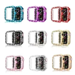 Bling Crystal Two Zeilen Diamant Full Protective Cover Cases PC -Stoßfänger für Smartwatch Apple Watch IWatch Serie 6 5 4 3 29501218