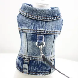 Jacken Hund Jeans Jacke coole Welpe Jeans Hundehemden für kleine mittlere Hunde Katzen Reversgurt Westen gewaschener Kratzerdesign Hundekleidung gewaschen