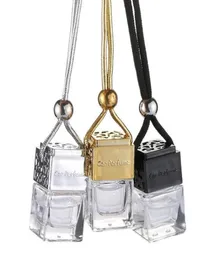 Cube Hollow Car Perfume Bottle Rearview زخرفة معطر الهواء المعطر للزيوت الأساسية العطر الزجاج الفارغ الزجاجية PE566661