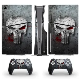 Stickers Skull Design PS5 Slim Disc Skin Sticker Decal Cover for Console and 2 Controllers New PS5 Slim Disk Skin Vinyl