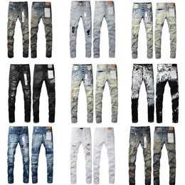 Designer Mens Purple Jeans Fashion High Street Skinny Vintage Black White Jeans Casual Middle Slim Straight Leg Pant Mens Jeans