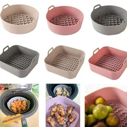 Silicone Air Fryer Pot BBQ Barbecue Pad Plate Airfryer Oven Baking Tray Reusable Silicone Mold Airfryer Basket Kitchen Accessory