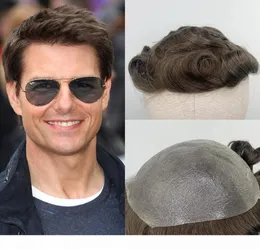 Men için kahverengi ince PU insan saç toupee Malezya Remy Saç Değiştirme Sistemi 8x10 Kıvırcık MEN039S Saç parçası Erkekler WIG8255195