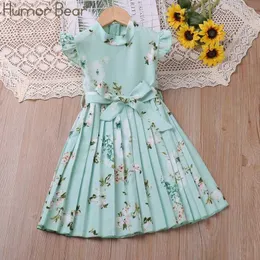 Girl's Dresses Humor Bear 2023 Girls Dress Summer Flying-Sleeve Printed Sleeveless Princess Dress Cute Kids Clothing Children ClothingL2404