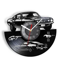 Clocks GT Fastback Sports Car Vinyl الألبوم سجل الساعة على مدار الساعة Man Cave Room Automobile Home Decor