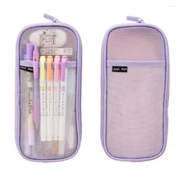 Forniture scolastiche Pencilcase di grande capacità Simple di cartoleria Small Bags Fresh Pencil Mesh Colore solido