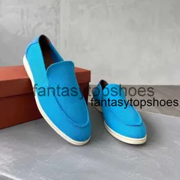 Loro Piano LP Shoes Summer Walking 2023 New Flat Bottom Cow Senon Soft Sole Slip On Bean Shoes Wool Blended Slip-on Shoe Male Shoes Tlno