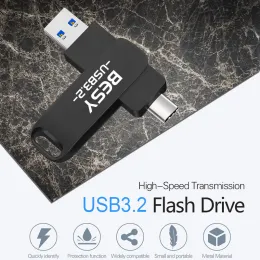 Laufwerke 2in1OTG USB 3.2 Typ C Pendrive Flash -Laufwerk 128 GB 256 GB 512 GB Speicherstock für Xiaomi Huawei Sumsung