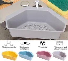 Corner Sink Garbage Filter Selfstanding Drain Storage Basket Triangle Sieve Rack Sink Resters Soup Separated Kitchen Tools6709439