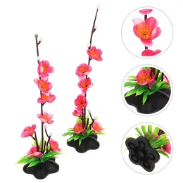 Flores decorativas 2 PCs Tabela Central Pieces Wedding Sashimi Decoration Food Dish Adorn Plants Fake Desktop Flower Ice Bandeja