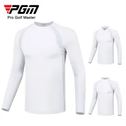 Skjortor pgm golf mäns långärmad solskyddskläder andningsbara nät t -shirt is siden botten skjorta uv skydd sport mäns slitage