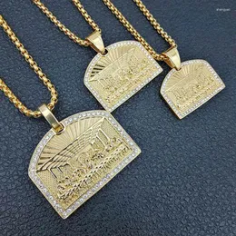 Colares pendentes "A Última Ceia" CZ CZ PEDRA PAVE BLING SOLE ANTECENDENTE AÇO GEOMÉTRICO Colar quadrado para joias de rapper do Hip Hop Hop