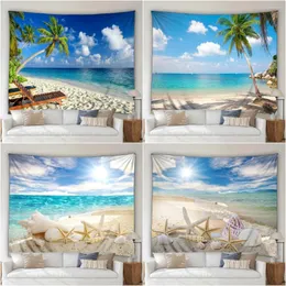 Tapestries Beach Landscape Tapestry Ocean Ocean Plants Tropical Plants Outdize Starfish Oree Sun Home Dorm Room Decor