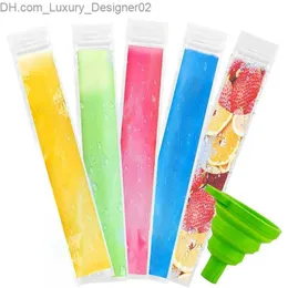 Ice Cream Tools 100Pcs large frozen Pop Bgas disposable ice Pop mold bag 5.5x28cm popsicle bag with silicone funnel used for smoothie yogurt sticks Q240425