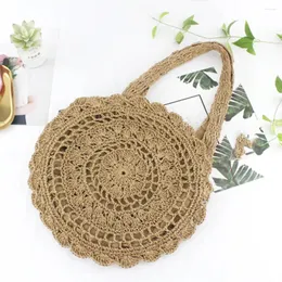 Bag Woven Rattan Round Straw Shoulder Casual Wild Vacation Handmade Messenger Crossbody Bags Drop Bolsa #srn