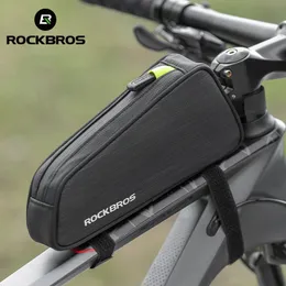 Rockbros bisiklet bisiklet bisiklet üst ön tüp torbası su geçirmez çerçeve büyük kapasite 11L mtb pannier yansıtıcı 240411
