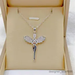 Anhänger Halskette Mode schöne süße bunte Engel Flügel Halskette Klassische glückliche romantische weiße Schmuck Edelstahl Schlüsselbein Kette