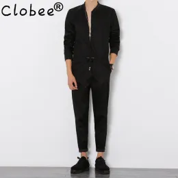 Overalls Clobee Mens Jumpsuit Long Sleeved Overalls Male Elegant Cool Overalls Slim Fit Harem Pants HipHop Trousers Black Jumpsuit
