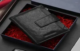 Schwarze lässige business wallet echte Leder Männer Brieftaschen Modetrifen Zip Coin Pocket Pocket Pocke Man Card Holder11249274
