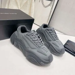 24 Stepping on Feces, Wave Shaped Thick Sole Waterproof Platform, Dad's Shoes, Women's 2023 New Versatile Lace Up Round Toe Sports and Leisure Shoes