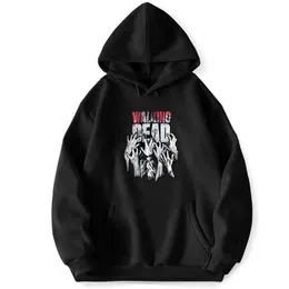 Herrtröjor tröjor halloween The Walking Dead Hoodies Horror Scary Print Men Woman Y2k Hoodie Streetwear Sweatshirts Harajuku Pullovers kläder 240424