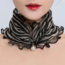 Scarves Fashion Printed Neck Collar Shiny Variety Loop Scarf Ruffle Lace Pearl Pendant Chiffon Bandana Headband