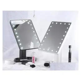 Kompakte Spiegel 360 Grad Rotation Make -up -Spiegel einstellbar 16/22 LEDs LED LED Touch Sn tragbare leuchtbare kosmetische Schwarz/Weiß/P otlfd