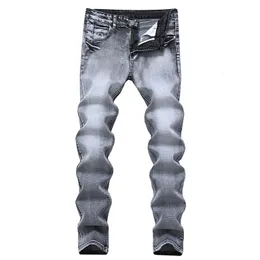 Erkek gri kotlar ince düz uzun pantolon denim çok yönlü streç rahat giyim pantolon dört sezon büyük boy 40 42 240420
