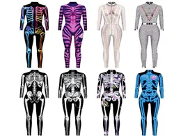 Women039s Jumpsuits 3D skeleton digital print leotard suit07591455