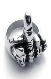 2017 New Fashion Jewelry Titanium rostfritt stål Klassisk cyklist Silver Men039S upprätt långfingerring oss 8153142302