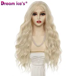 curly American fashion wigs long European hair chemical fiber high-temperature silk and hand woven split seam 55cm dyed lace wig full set