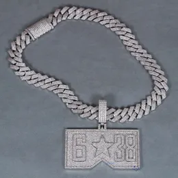 925 Sterling Silber -Schmuckzubehör für Herren mit voll vereiserer stilvoller Anhängerkette im Labor angebauten Diamanten gefertigt