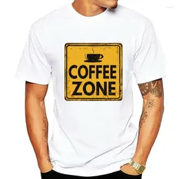 Men's Polos Mens T Shirts T-shirt Medium Fit COFFE ZONE Uomo White Maniche Corte Garage Tessile Print Round Neck Man