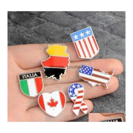 Булавки броши национальные флаги Эмале канадский американский немецкий итальянский флаг отворотный булавка кнопка одежда для воротника Бруш