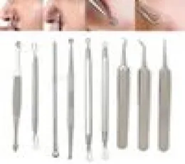 9pcsset Blackhead Remover Needles Pro Acne Yüz Siyah Kırığı Çıkarma İğne Araçları Cilt Bakım Aracı Kit8588229