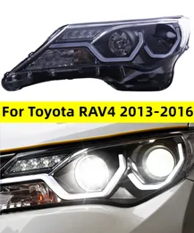 Farol de LED para Toyota RAV4 2013-20 16 LED Auto faróis de montagem Atualizar lente de lente bicofal Lâmpada de sinal dinâmica