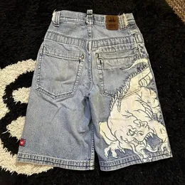 Herren Shorts Lustiges gotisches Muster Design 2000er vielseitiger Sommer-Denim für Männer 2024 Vintage JNCO Mode Hip-Hop Y2K Baggy Pant