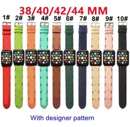 Fashion Designer V Pattern Watch Bands For Apple 38mm 40mm 42mm 44mm iWatch 17 PU Leather Straps Bracelet Striped Printed Watchba2805489