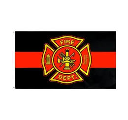 3x5Fts 90x150cm Thin Red Line Fire Dept Flag Direct factory whole Firefighters Banner6564555