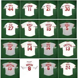 KOB 1990 World Series Vintage Baseball Jersey Eric Davis George Foster Pete Rose Dave Concepcion Ken Griffey Jr. Barry Larkin Johnny Bench Paul