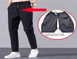 Sex Man Driver Outdoor Open Crotch Pants Quick Unfix Trousers For Long Journey Pee Excretion Sweatpants Trip Outdoor Sex Pant G0101292736