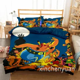 Zestawy Anime Asterix i Obelix 3D Drukowana kołdra Zestaw Twin Full Queen King Size Zestaw Set Bed -Bloins Blothes dla młodych K94