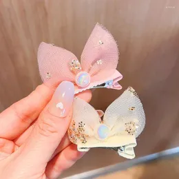 Hair Accessories Version Three-dimensional Korean Sparkling Pearl Children's Clip Star Moon Yarn Bow Tie Girl Headwear