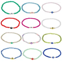 Bracelets de charme Pulseira de alongamento geométrico étnico para mulheres Olhos à mão Multicolor feminina Feminino simples Diário Acessórios de jóias